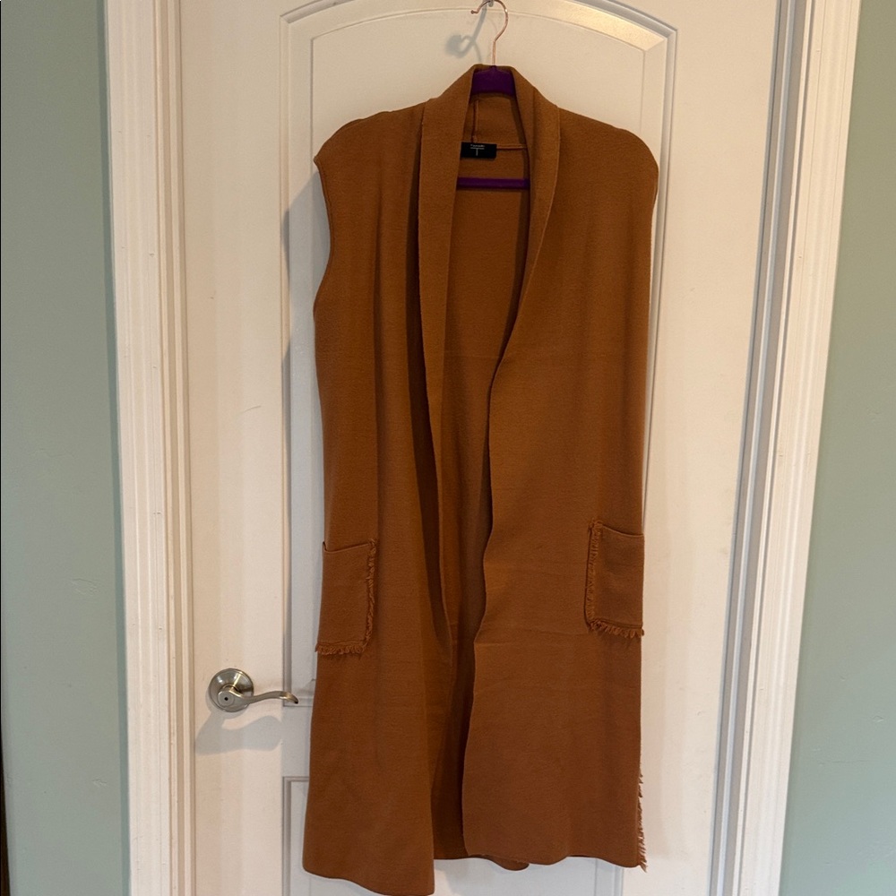 Tahari Tan and Purple Knit Cardigan